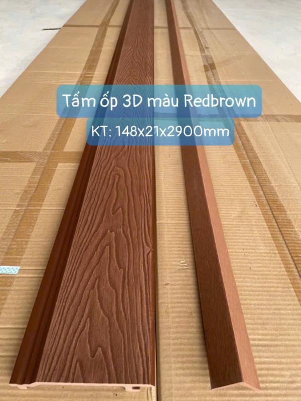 Tấm Ốp Nhựa 3D Ngoài Trời Màu Nâu Đỏ