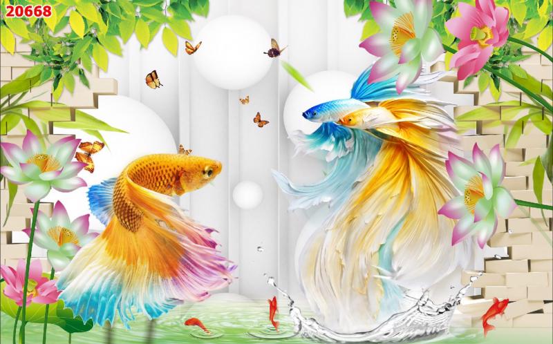 Tranh Cá Chép Hoa Sen